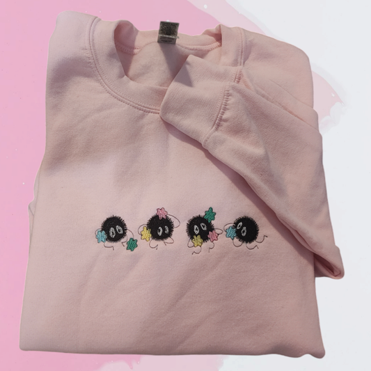 Pink Soot Sprites Unisex Crewneck Sweatshirt.